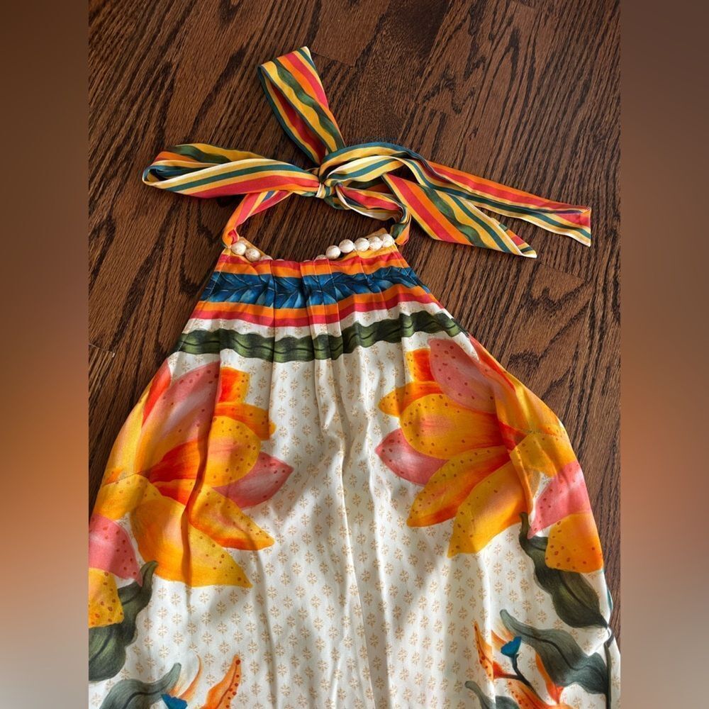 Farm Rio x Anthropologie Floral Halter Jumpsuit size Large - Picture 6 of 6